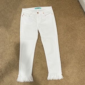 Karlie white cropped frayed hem jeans white size 28